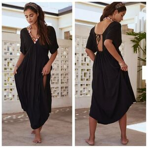 Anthopologie Malai Shona double V-neck maxi dress swim coverup sz L